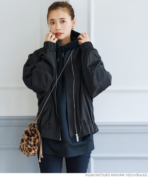 coca（coca）（コカ）の「ドルマンスリーブビックMA-1（MA-1・レディース・ブラック/ダークベージュ・M/L）」の5枚目の写真