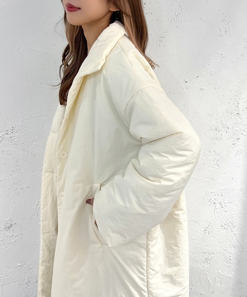 apres jour mignon（アプレジュールミニョン）の「中綿ロングコート【ZOZOTOWN限定アイテム】（その他アウター・レディース・ブラック/アイボリー・X-LARGE/フリー）」の8枚目の写真