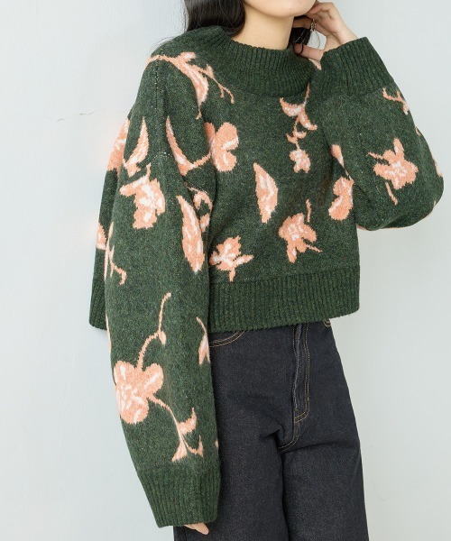 OMNES（オムネス）の「フラワージャガードショートプルオーバー（その他トップス・レディース・グレー/グリーン/マスタード・FREE）」の9枚目の写真