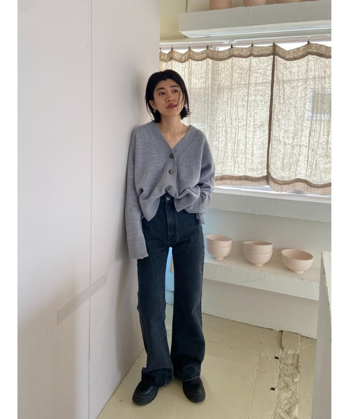 BLACK BY MOUSSY（ブラックバイマウジー）の「trinity basic cardigan(トリニティベーシックカーディガン)（カーディガン/ボレロ・レディース・グレー/ライトブルー/ブラック/グリーン/アイボリー・FREE）」の7枚目の写真