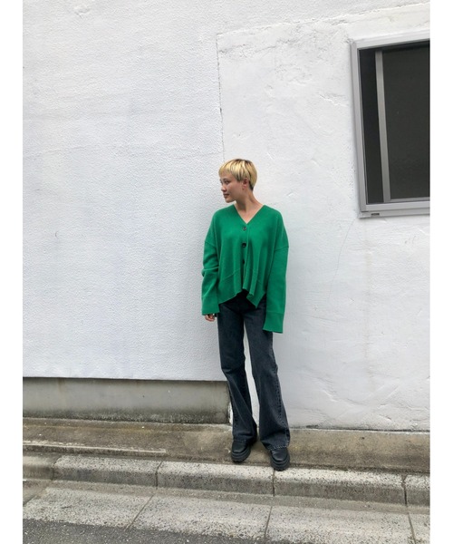 BLACK BY MOUSSY（ブラックバイマウジー）の「trinity basic cardigan(トリニティベーシックカーディガン)（カーディガン/ボレロ・レディース・グレー/ライトブルー/ブラック/グリーン/アイボリー・FREE）」の14枚目の写真