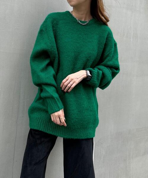 INGNI（イング）の「モヘアタッチクルーネックニット（ニット/セーター・レディース・イエロー/グリーン/サックスブルー系1/アイボリー/パープル・M）」の3枚目の写真