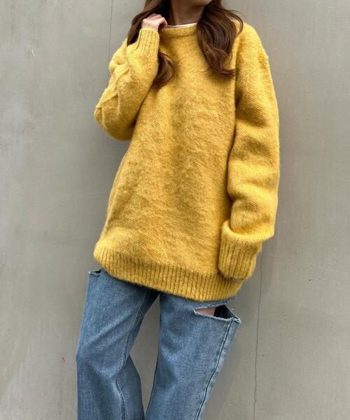 INGNI（イング）の「モヘアタッチクルーネックニット（ニット/セーター・レディース・イエロー/グリーン/サックスブルー系1/アイボリー/パープル・M）」の11枚目の写真