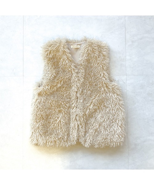 Lycee mine（リセマイン）の「プードルファーベスト（ベスト・キッズ・アイボリー/キャメル・M(110-120)/L(130-140)）」の4枚目の写真