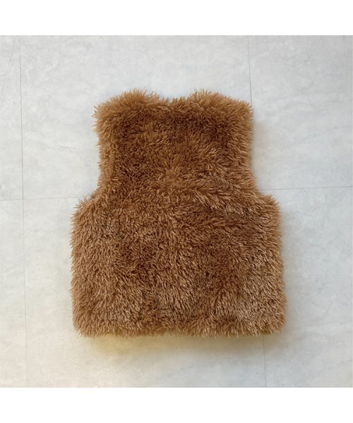 Lycee mine（リセマイン）の「プードルファーベスト（ベスト・キッズ・アイボリー/キャメル・M(110-120)/L(130-140)）」の7枚目の写真