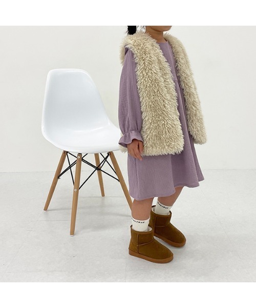 Lycee mine（リセマイン）の「プードルファーベスト（ベスト・キッズ・アイボリー/キャメル・M(110-120)/L(130-140)）」の8枚目の写真