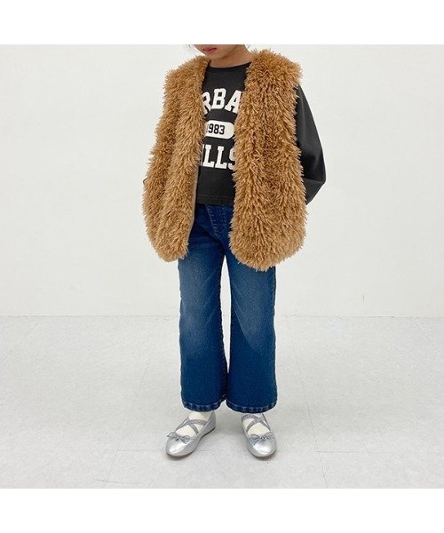 Lycee mine（リセマイン）の「プードルファーベスト（ベスト・キッズ・アイボリー/キャメル・M(110-120)/L(130-140)）」の11枚目の写真