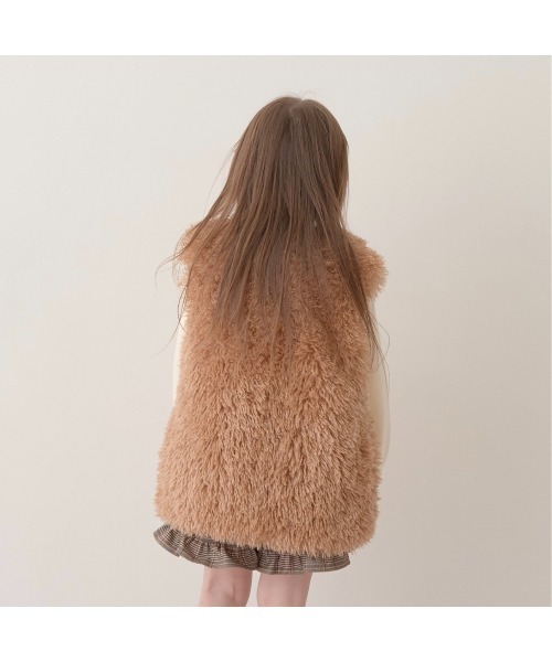 Lycee mine（リセマイン）の「プードルファーベスト（ベスト・キッズ・アイボリー/キャメル・M(110-120)/L(130-140)）」の21枚目の写真
