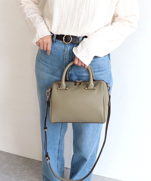 MIAN （ミアン）の「PIERIS / 2wayミニボストンバッグ（ボストンバッグ・レディース・ベージュ/カーキ/アイボリー/ブラック/ブラウン/ダークグリーン/ライトイエロー・FREE）」の6枚目の写真