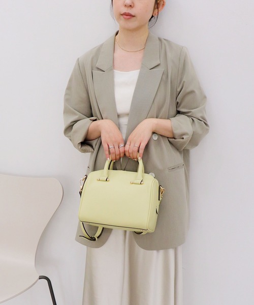 MIAN (ミアン)の「PIERIS / 2wayミニボストンバッグ(ボストンバッグ・レディース・ベージュ/カーキ/アイボリー/ブラック/ブラウン/ダークグリーン/ライトイエロー・FREE)」の16枚目の写真
