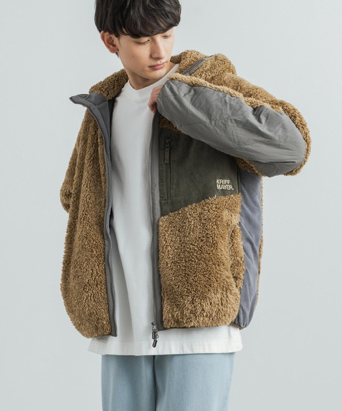 KRIFF MAYER（クリフメイヤー）の「KRIFF MAYER クリフメイヤー シャギーボアブルゾン フード付きジップアップジャケット（ブルゾン・メンズ・モカ/ネイビー/ベージュ/カーキ/マルチ/グレー/ナチュラル・M/XL/L）」の4枚目の写真