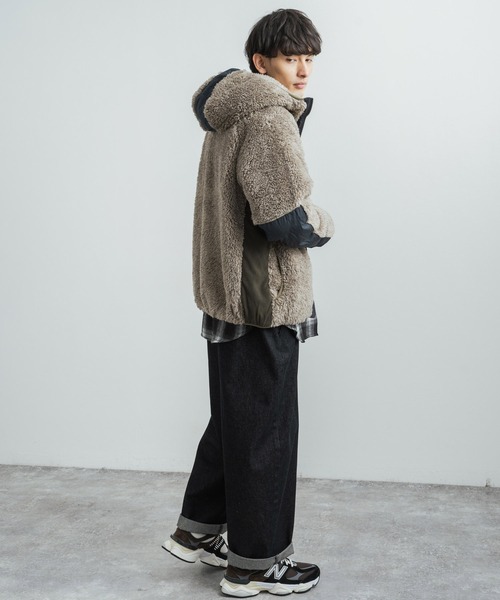 KRIFF MAYER（クリフメイヤー）の「KRIFF MAYER クリフメイヤー シャギーボアブルゾン フード付きジップアップジャケット（ブルゾン・メンズ・モカ/ネイビー/ベージュ/カーキ/マルチ/グレー/ナチュラル・M/XL/L）」の10枚目の写真