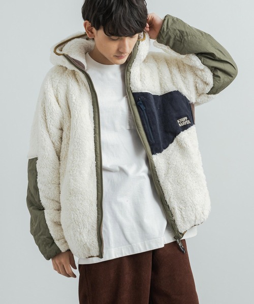 KRIFF MAYER（クリフメイヤー）の「KRIFF MAYER クリフメイヤー シャギーボアブルゾン フード付きジップアップジャケット（ブルゾン・メンズ・モカ/ネイビー/ベージュ/カーキ/マルチ/グレー/ナチュラル・M/XL/L）」の17枚目の写真