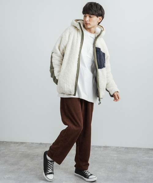 KRIFF MAYER（クリフメイヤー）の「KRIFF MAYER クリフメイヤー シャギーボアブルゾン フード付きジップアップジャケット（ブルゾン・メンズ・モカ/ネイビー/ベージュ/カーキ/マルチ/グレー/ナチュラル・M/XL/L）」の20枚目の写真