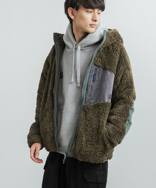 KRIFF MAYER（クリフメイヤー）の「KRIFF MAYER クリフメイヤー シャギーボアブルゾン フード付きジップアップジャケット（ブルゾン・メンズ・モカ/ネイビー/ベージュ/カーキ/マルチ/グレー/ナチュラル・M/XL/L）」の21枚目の写真