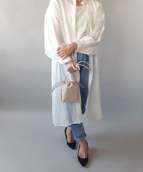 thank U more(サンキューモア)の「レザー 巾着 ショルダーバッグ(ショルダーバッグ・レディース・ベージュ/ピンク/ブラウン/グリーン・FREE)」の3枚目の写真