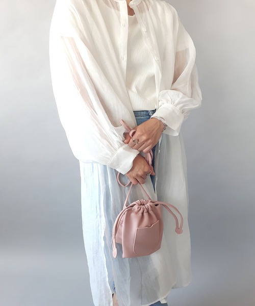 thank U more(サンキューモア)の「レザー 巾着 ショルダーバッグ(ショルダーバッグ・レディース・ベージュ/ピンク/ブラウン/グリーン・FREE)」の13枚目の写真