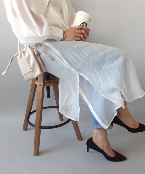 thank U more(サンキューモア)の「レザー 巾着 ショルダーバッグ(ショルダーバッグ・レディース・ベージュ/ピンク/ブラウン/グリーン・FREE)」の5枚目の写真