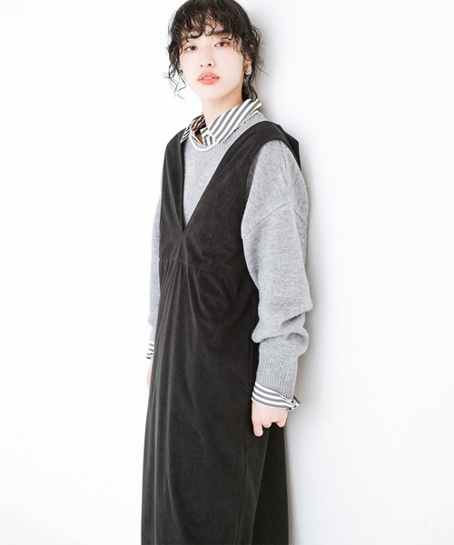 haco!(ハコ)の「「オシャレは我慢」なんてもうしない!寒い日のお出かけは無理せずに、あったか素材のジャンパースカート by que made me(ジャンパースカート・レディース・ライトブラウン/ブラック・LARGE/SMALL/MEDIUM/X-LARGE)」の7枚目の写真