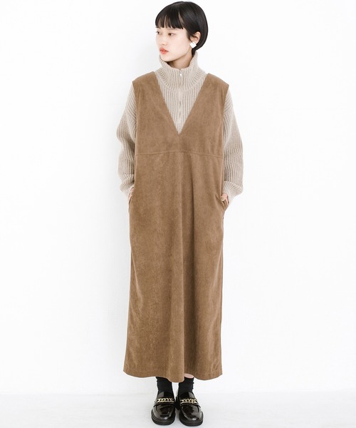 haco!(ハコ)の「「オシャレは我慢」なんてもうしない!寒い日のお出かけは無理せずに、あったか素材のジャンパースカート by que made me(ジャンパースカート・レディース・ライトブラウン/ブラック・LARGE/SMALL/MEDIUM/X-LARGE)」の16枚目の写真