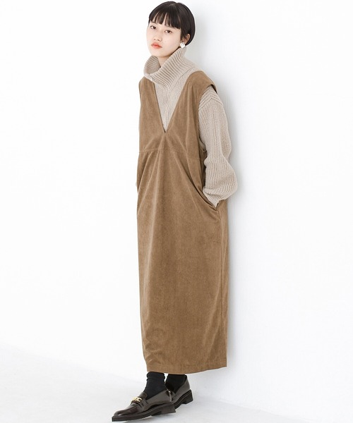 haco!(ハコ)の「「オシャレは我慢」なんてもうしない!寒い日のお出かけは無理せずに、あったか素材のジャンパースカート by que made me(ジャンパースカート・レディース・ライトブラウン/ブラック・LARGE/SMALL/MEDIUM/X-LARGE)」の12枚目の写真