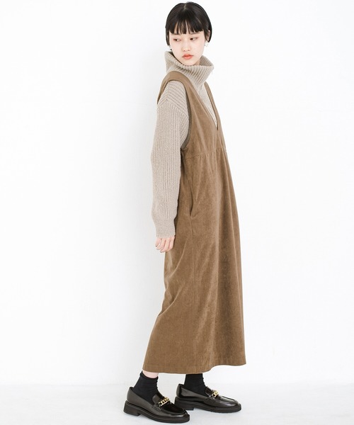 haco!(ハコ)の「「オシャレは我慢」なんてもうしない!寒い日のお出かけは無理せずに、あったか素材のジャンパースカート by que made me(ジャンパースカート・レディース・ライトブラウン/ブラック・LARGE/SMALL/MEDIUM/X-LARGE)」の21枚目の写真