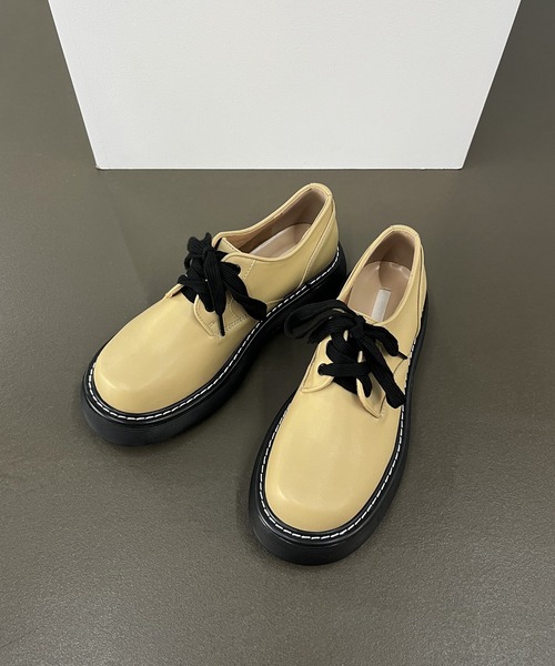 by muni:r（バイ ムニール）の「ステッチポイント厚底ローファー（ローファー・レディース・アイボリー/ブラック/ベージュ・23.0cm/23.5cm/24.0cm/24.5cm/25.0cm）」の17枚目の写真