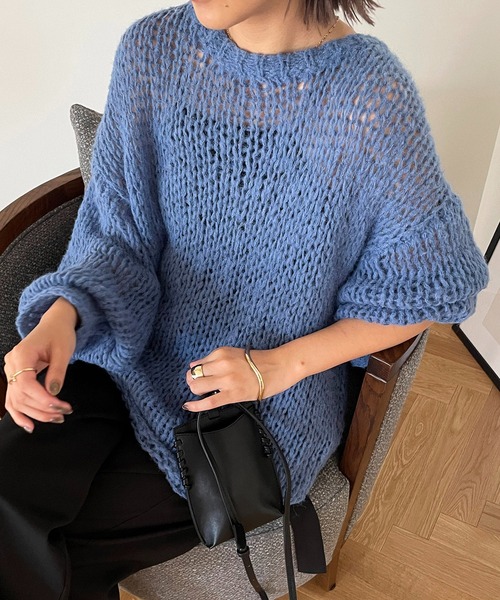 CAPRICIEUX LE'MAGE（カプリシューレマージュ）の「起毛透かし編みプルオーバー（ニット/セーター・レディース・ホワイト系その他/ブルー/ベージュ・FREE）」の3枚目の写真