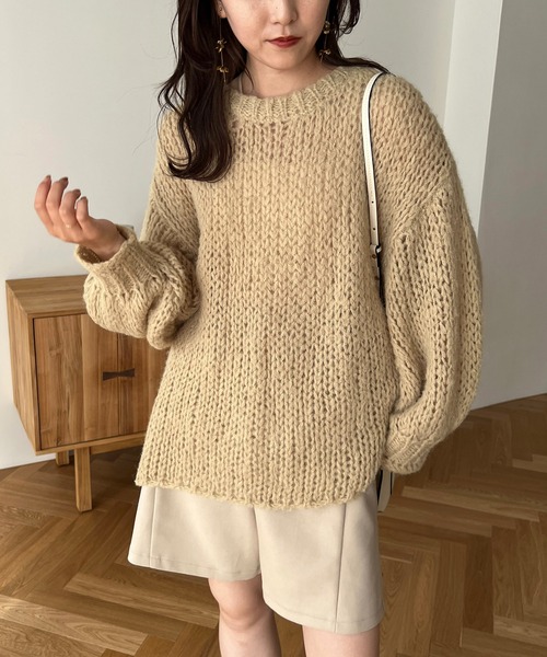 CAPRICIEUX LE'MAGE（カプリシューレマージュ）の「起毛透かし編みプルオーバー（ニット/セーター・レディース・ホワイト系その他/ブルー/ベージュ・FREE）」の7枚目の写真