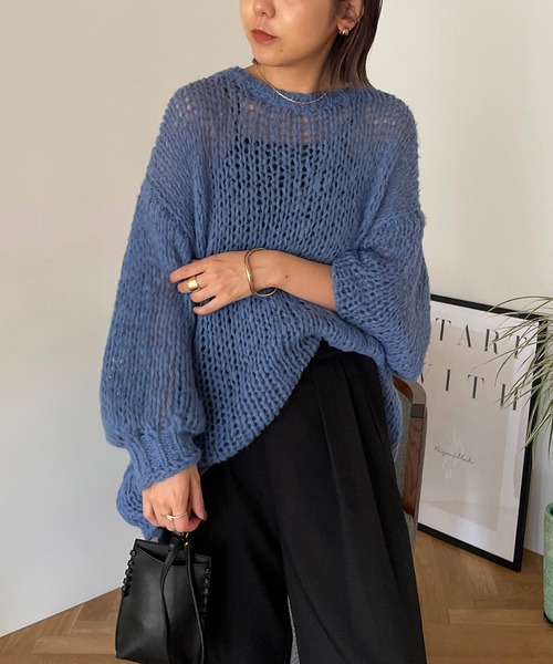 CAPRICIEUX LE'MAGE（カプリシューレマージュ）の「起毛透かし編みプルオーバー（ニット/セーター・レディース・ホワイト系その他/ブルー/ベージュ・FREE）」の16枚目の写真