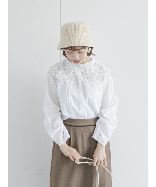 ehka sopo（エヘカソポ）の「バテンレース衿ブラウス（シャツ/ブラウス・レディース・キナリ/オフホワイト/ブラック・ﾌﾘ-）」の15枚目の写真