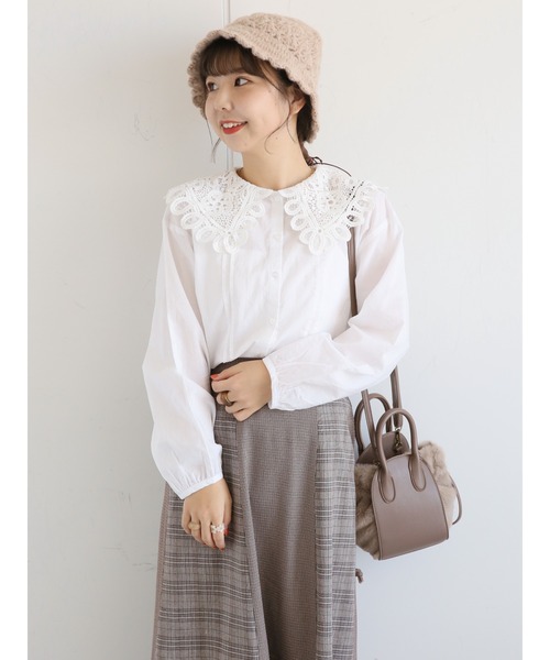 ehka sopo（エヘカソポ）の「バテンレース衿ブラウス（シャツ/ブラウス・レディース・キナリ/オフホワイト/ブラック・ﾌﾘ-）」の18枚目の写真