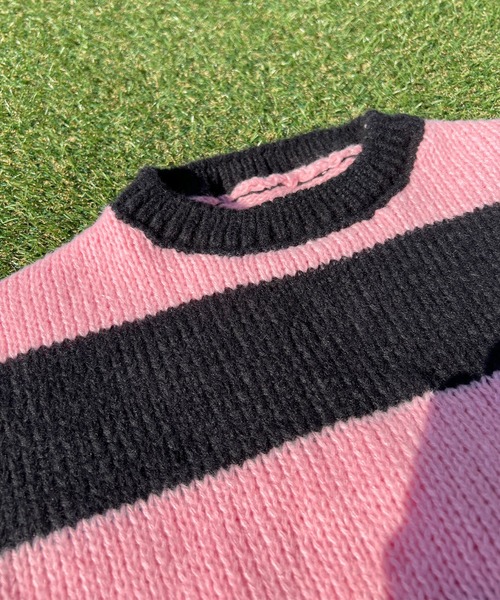 BEATJIVE（ビートジャイブ）の「ビッグシルエット 太ボーダー ニット レディース（ニット/セーター・レディース・ブラック×ピンク/ブラック×グリーン/ブラック×ホワイト・FREE）」の5枚目の写真