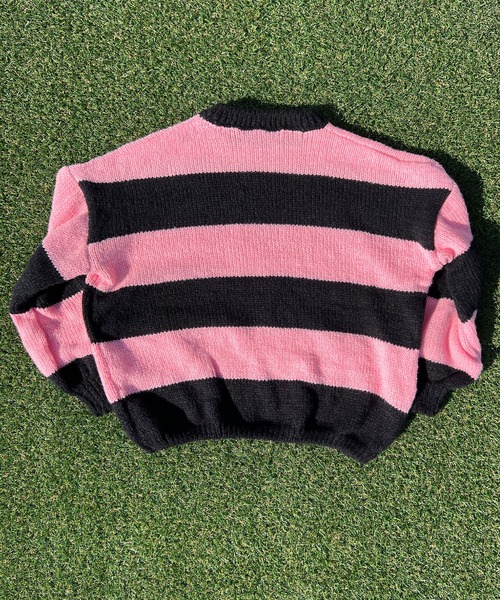 BEATJIVE（ビートジャイブ）の「ビッグシルエット 太ボーダー ニット レディース（ニット/セーター・レディース・ブラック×ピンク/ブラック×グリーン/ブラック×ホワイト・FREE）」の11枚目の写真