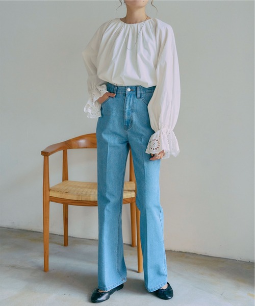 titivate(ティティベイト)の「袖口レースギャザーブラウス(シャツ/ブラウス・レディース・オフホワイト/ブラック/イエロー・S/M)」の6枚目の写真