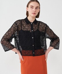 Ballseyジオメトリックレースジャケット36白 BALLSEY（ボールジィ）の「ジオメトリックレース シャツ