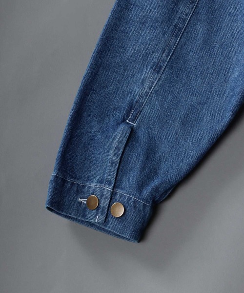 SITRY(シトリー)の「over size denim cover all jacket/オーバーサイズ デニム カバーオール ジャケット(カバーオール・メンズ・ライトインディゴブルー/ブラック・M/L)」の9枚目の写真