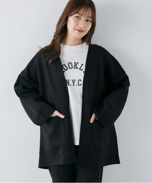 OMNES（オムネス）の「カットポンチミドルジャケット（その他アウター・レディース・アイボリー/ブラック/グレイッシュベージュ・FREE）」の2枚目の写真