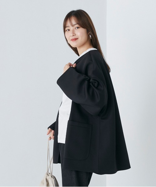 OMNES（オムネス）の「カットポンチミドルジャケット（その他アウター・レディース・アイボリー/ブラック/グレイッシュベージュ・FREE）」の12枚目の写真