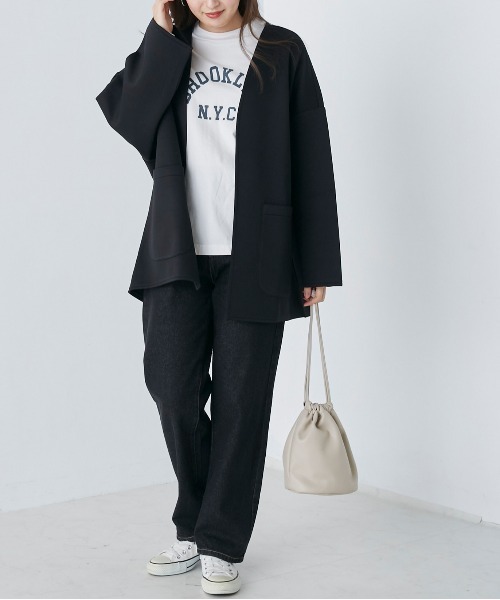 OMNES（オムネス）の「カットポンチミドルジャケット（その他アウター・レディース・アイボリー/ブラック/グレイッシュベージュ・FREE）」の20枚目の写真