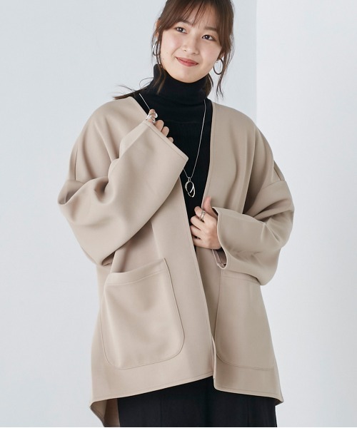 OMNES（オムネス）の「カットポンチミドルジャケット（その他アウター・レディース・アイボリー/ブラック/グレイッシュベージュ・FREE）」の13枚目の写真