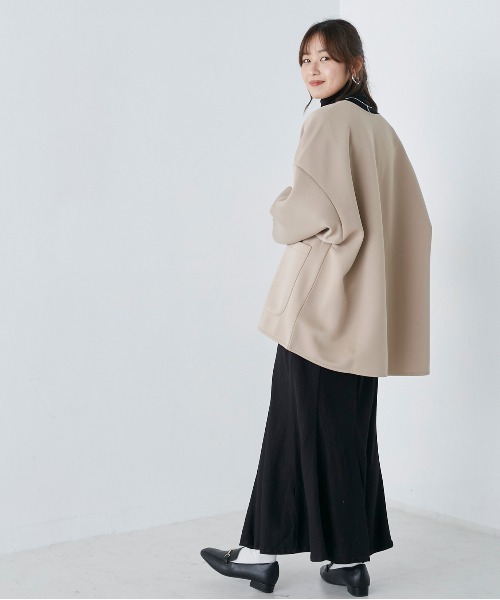 OMNES（オムネス）の「カットポンチミドルジャケット（その他アウター・レディース・アイボリー/ブラック/グレイッシュベージュ・FREE）」の6枚目の写真