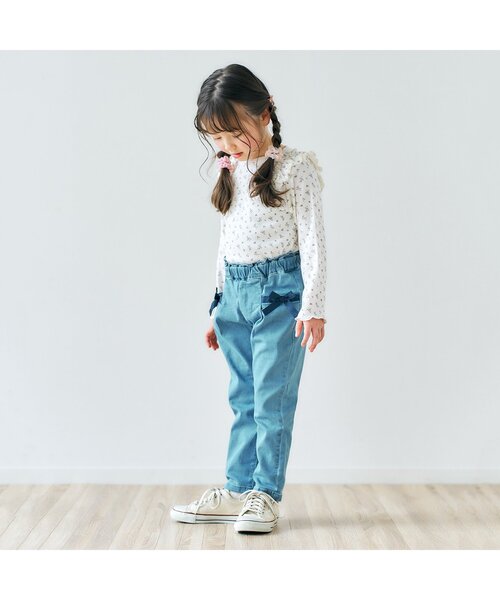 apres les cours(アプレレクール)の「【WEB限定】プチリボン肩フリルテレコTシャツ(Tシャツ/カットソー・キッズ・ベビーピンク/ミント/ピンク/アイボリー・120/140/110/130/100/90/80)」の5枚目の写真