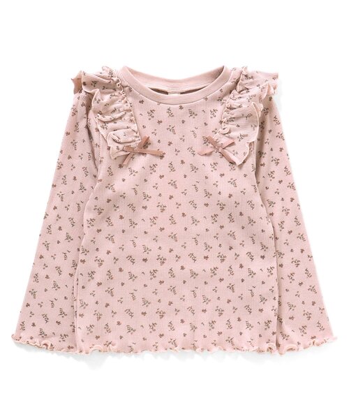 apres les cours(アプレレクール)の「【WEB限定】プチリボン肩フリルテレコTシャツ(Tシャツ/カットソー・キッズ・ベビーピンク/ミント/ピンク/アイボリー・120/140/110/130/100/90/80)」の7枚目の写真