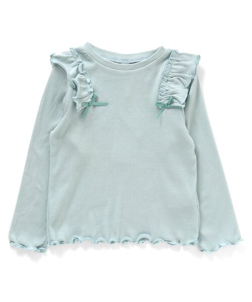 apres les cours(アプレレクール)の「【WEB限定】プチリボン肩フリルテレコTシャツ(Tシャツ/カットソー・キッズ・ベビーピンク/ミント/ピンク/アイボリー・120/140/110/130/100/90/80)」の11枚目の写真
