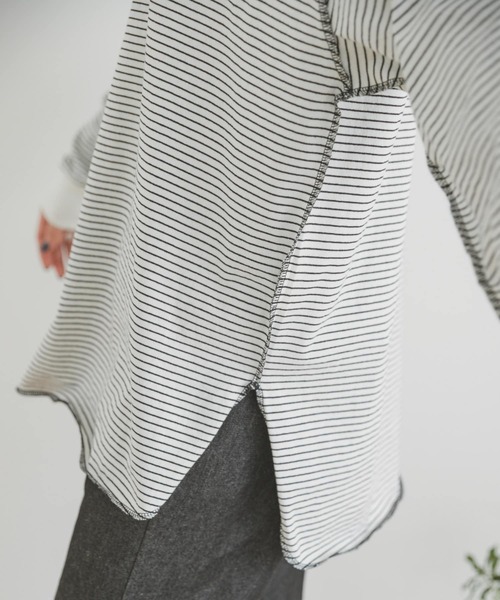 ITEMS URBANRESEARCH（アイテムズ アーバンリサーチ）の「ラウンドロングTシャツ（Tシャツ/カットソー・レディース・ブラック系その他/オフホワイト/スミクロ・FREE）」の9枚目の写真