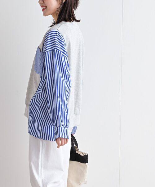 rps（アールピーエス）の「異素材切替ミニ裏毛プルオーバー（その他トップス・レディース・オートミール/杢グレー/ネイビー・フリー）」の11枚目の写真