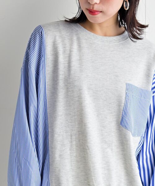 rps（アールピーエス）の「異素材切替ミニ裏毛プルオーバー（その他トップス・レディース・オートミール/杢グレー/ネイビー・フリー）」の8枚目の写真