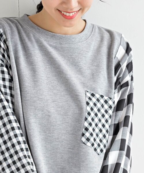 rps（アールピーエス）の「異素材切替ミニ裏毛プルオーバー（その他トップス・レディース・オートミール/杢グレー/ネイビー・フリー）」の9枚目の写真