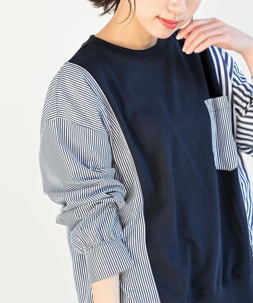 rps（アールピーエス）の「異素材切替ミニ裏毛プルオーバー（その他トップス・レディース・オートミール/杢グレー/ネイビー・フリー）」の17枚目の写真